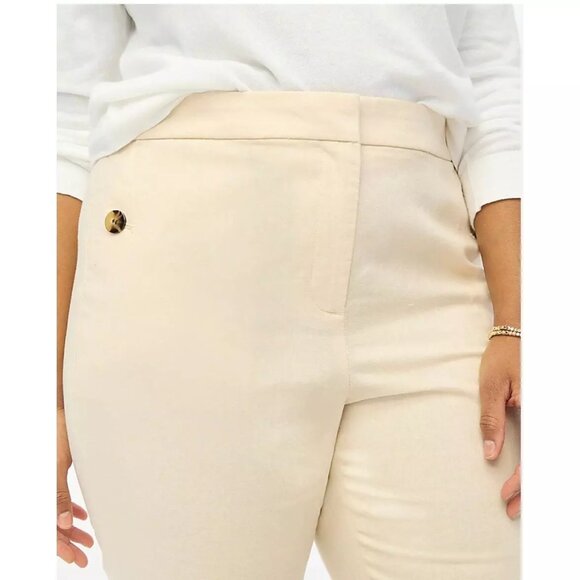 JCrew Factory Linen Cotton Elastic Back Sailor Pant Ivory Sz 24 NWT - Picture 2 of 7